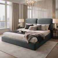 Desire Deco Designer Plush Velvet Alessia Upholstered Bed Frame in Grey | Size: Double