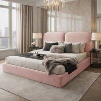 Desire Deco Designer Plush Velvet Alessia Upholstered Bed Frame in Pink | Size: Double