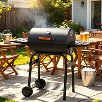 Gr8 Garden Large Charcoal BBQ Barrel Grill Smoker in Black
