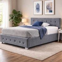 Aspire Richmond Ottoman Storage Bed Frame Side Lift Fabric in Grey | Size: Small Double