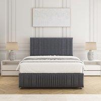 BSSPOKE Rosie Plush Velvet Divan Bed Set 24 Headboard & Mattress No Drawers in Charcoal | Size: Single