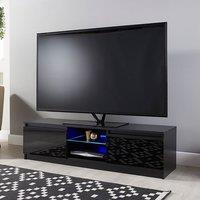Moderna TV Stand Cabinet with LED Black Gloss 140cm