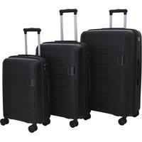 Modish Furnishing Hardshell PP Luggage Suitcase Black Set Of 3 With 4 Wheels 360 Spinner