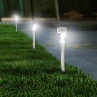 Voltico 8 Pack Solar Powered White LED Stake Lights Garden Path Lights in Light Grey
