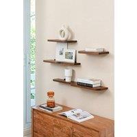 MH London Wall Mounted Shelves, Set of 4 Floating Shelves, Storage Shelves in Solid Wood - Dale in Walnut