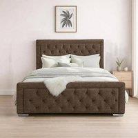 Bed Time UK Naples Bed Frame with Chesterfield Floor Standing Headboard & FB in Brown | Size: Single