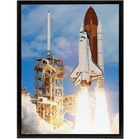Artery8 NASA Space Shuttle Discovery Rocket Launch Framed Canvas Wall Art Print in Blue | Size: W24 x H32
