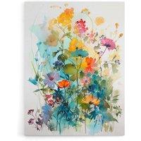 Artery8 Colourful Spring Wild Flowers Canvas Wall Art Print | Size: W18 x H24