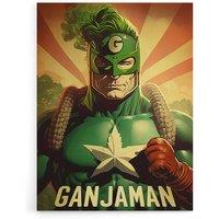 Artery8 Ganjaman Super Hero Joint Weed Weird Canvas Wall Art Print in Green | Size: W24 x H32