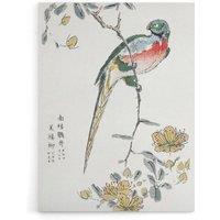 Artery8 Macaw Parrot & Peach Flowers Canvas Wall Art Print Numata Kashu | Size: W24 x H32