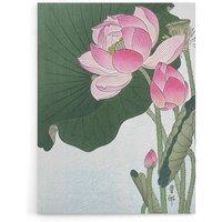 Artery8 Blooming Lotus Flowers Canvas Wall Art Print Ohara Koson in Green | Size: W18 x H24