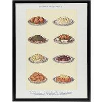 Artery8 Vegetable Side Dishes Kitchen Decor Mrs Beeton Framed Canvas Wall Art in White | Size: W18 x H24
