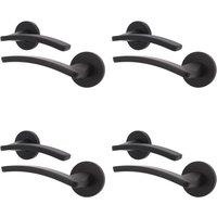 AFIT Black Fire Door Handle Matt Black Internal Lever On Rose 4 Pack | Size: 150mm x 150mm