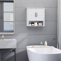 HOMCOM Bathroom Wall Cabinet, Medicine Cabinet w/ Adjustable Shelf, White | Size: W600mm x H600mm