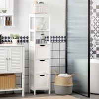 HOMCOM Slim Bathroom Storage unit with 3 Drawers & 2 Open Shelves, White