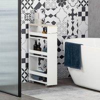 Kleankin Storage Trolley with Wheels & Handle, White | Size: 80 cm x 15 cm