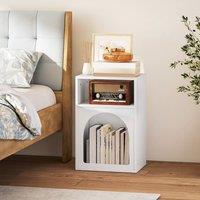 HOMCOM Bedside Table, Modern Bedside Cabinet for Bedroom, White