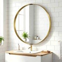 HOMCOM Wall Mirror 61 cm, Wall Mounted Bathroom Mirror in Gold