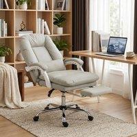 HOMCOM Reclining Office Chair, Desk Chair with Lumbar Support, Khaki