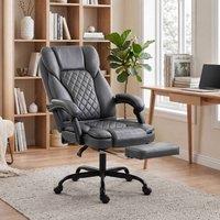 HOMCOM Home Office Chair Reclining Function High Back, Grey