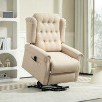 HOMCOM Power Lift Recliner Armchair with Wingback, Button Tufted in Beige