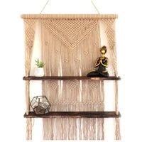 KDMD Brown Macrame Hanging Shelves - Rustic Decorative Wall Storage
