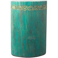 KDMD Turquoise Tribal Albasia Stool & Side Table -Handcrafted, Unique Decor