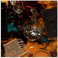 KDMD Molten Glass Mini Decanter on Reclaimed Wood - Handcrafted 20cm in Clear