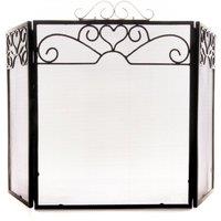 KDMD Chrome Topped Three Fold Fire Screen - Spark Protection & Style in Black