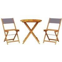 Berkfield Home 3 Piece Bistro Set Anthracite Fabric & Solid Wood in Dark Grey