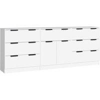 Berkfield Home 3 Piece Sideboards White Engineered Wood