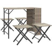 Berkfield Home 5 Piece Garden Dining Set Foldable Light Grey Poly Rattan