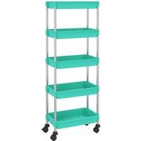 Berkfield Home 5-Tier Kitchen Trolley Turquoise 42x29x128 cm Iron & ABS | Size: 42 x 29 x 128 cm