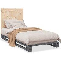 Berkfield Home Bed Frame without Mattress Grey 90x200 cm Solid Wood Pine