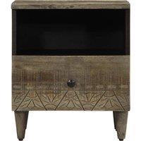 Berkfield Home Bedside Cabinet Light Grey 40x33x46 cm Solid Wood Mango | Size: 40 x 33 x 46 cm