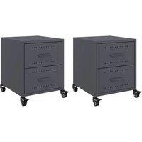 Berkfield Home Bedside Cabinets 2 pcs Anthracite 36x39x43.5 cm Steel in Charcoal