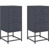 Berkfield Home Bedside Cabinets 2 pcs Anthracite 36x39x78 cm Steel in Charcoal | Size: 36 x 39 x 78 cm