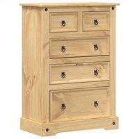Berkfield Home Chest of Drawers Corona 80x43x114 cm Solid Wood Pine in Light Brown | Size: 80 x 43 x 114 cm