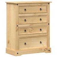 Berkfield Home Chest of Drawers Corona 92x48x120 cm Solid Wood Pine in Light Brown | Size: 92 x 48 x 120 cm