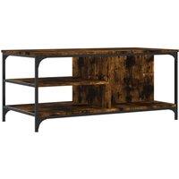 Berkfield Home Coffee Table Smoked Oak 100x50x45 cm Engineered Wood in Brown | Size: 100 x 50 x 45 cm