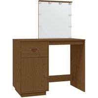 Berkfield Home Dressing Table with LED Honey Brown 95x50x133.5 cm Solid Wood Pine