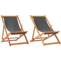 Berkfield Home Folding Beach Chairs 2 pcs Grey Fabric
