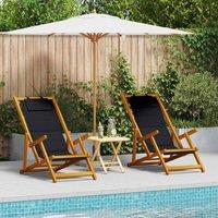Berkfield Home Folding Beach Chairs Set of 2 Black Textilene 61.5 x 110 x 97 cm