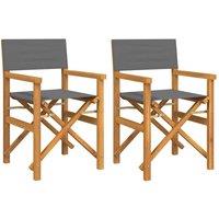 Berkfield Home Folding Director's Chairs 2 pcs Grey Solid Wood Teak