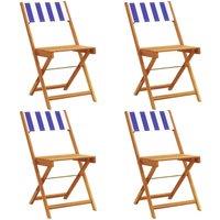 Berkfield Home Folding Garden Chairs 4 pcs Blue & White Fabric & Solid Wood