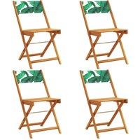 Berkfield Home Folding Garden Chairs 4 pcs Green Fabric & Solid Wood in Natural