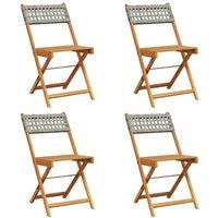 Berkfield Home Folding Garden Chairs 4 pcs Grey Poly Rattan & Solid Wood