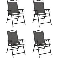 Berkfield Home Folding Garden Chairs 4 pcs Melange Grey Steel & Textilene