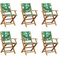 Berkfield Home Folding Garden Chairs 6 pcs Green Fabric & Solid Wood