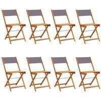 Berkfield Home Folding Garden Chairs 8 pcs Anthracite Fabric & Solid Wood